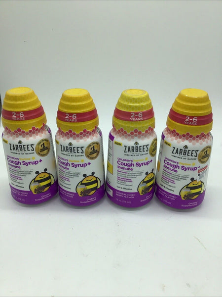 (4) Zarbee’s Kids Immune Daytime Nighttime Cough Syrup Children Berry 10/24