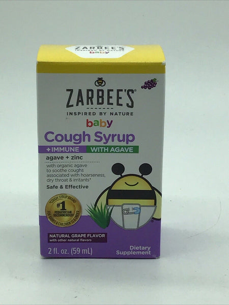 Zarbee's Baby Cough Syrup + Immune Agave Grape Flavor 2oz 10/24 Combine Ship!