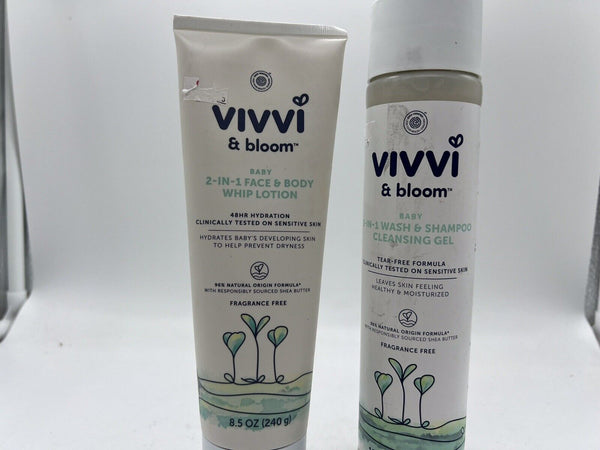(2) Vivi & Bloom 2 In 1 Body Whip Lotion & Gel Cleanser Shampoo Wash 8.5oz