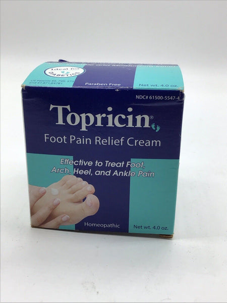Topricin Foot Pain Relief Therapy Cream Fast Pain Relieving Rub 4oz