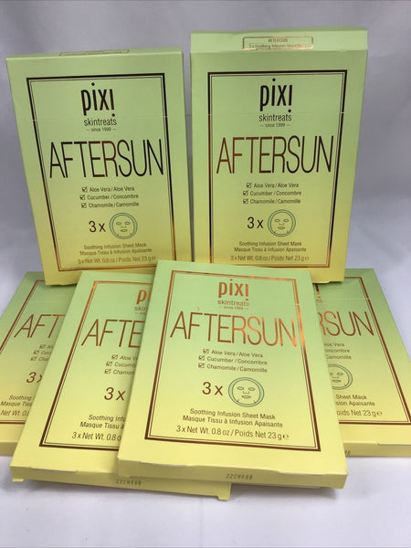 (6) Pixi Skintreats Soothing Infusion Sheet Mask After Sun Cucumber aloe 3pk Eac