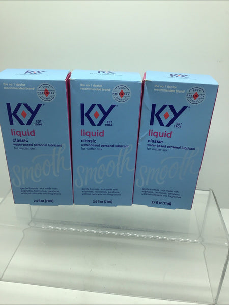 (3) K-Y Liquid Personal Lubricant Liquid Classic 2.4oz Smooth Natural