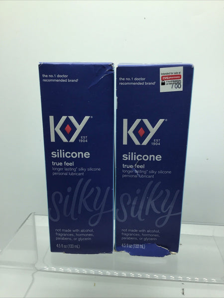 (2) KY True Feel Premium Silicone Lubricant 4.5oz Silky Non-irritating Lube