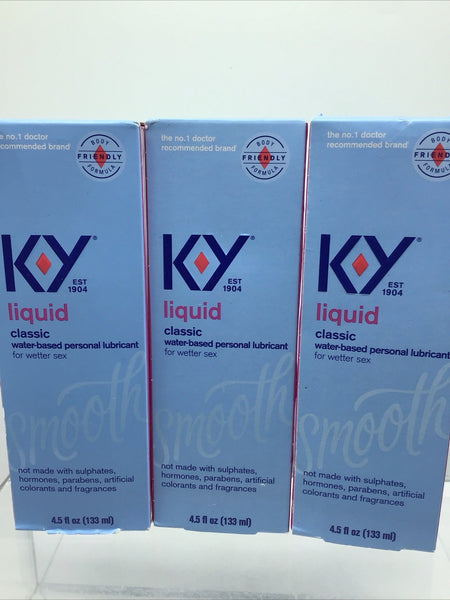 (3) K-Y Liquid Personal Lubricant Liquid Classic 4.5oz Smooth Natural