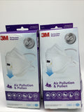 (2) 3M Air Pollution & Pollen Respirator 29211 Adult 2per Box 4ttl COMBINESHIP
