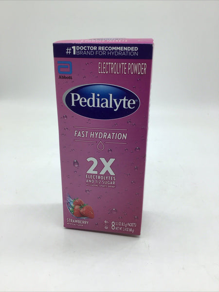 Pedialyte Fast Hydration Electrolyte Powder Packets, Strawberry 8 Packets