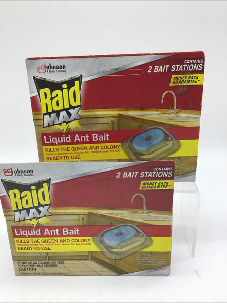 (2) Raid Max Liquid Ant Bait Kills Ants Where They Breed 2 Bait Stations 2 Pack