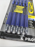 Pilot G2 Blue Gel Pens 0.7mm Fine Point 5 Count Cushion Grip Combine Shipping!
