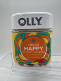 OLLY Hello Happy Gummy Worms, Mood Balance Support Saffron 8/23 COMBINE SHIP!