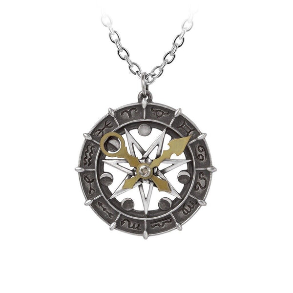 Alchemy Gothic P935 - Astro-lunial Compass Pendant Necklace Astrology Sign Virgo