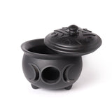 Alchemy Gothic V107 - Triple Moon Cauldron Pot Candle Holder Decor Wicken Witch