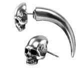Alchemy Gothic E320 Tomb Skull Horn Earring faux-stretcher IN HAND
