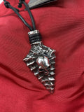 Alchemy Gothic P731 CAPITANEUS NECKLACE Skull Flint Arrowhead Pendant  Cord
