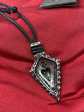Alchemy Gothic P731 CAPITANEUS NECKLACE Skull Flint Arrowhead Pendant  Cord