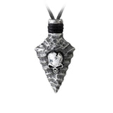 Alchemy Gothic P731 CAPITANEUS NECKLACE Skull Flint Arrowhead Pendant  Cord