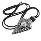 Alchemy Gothic P731 CAPITANEUS NECKLACE Skull Flint Arrowhead Pendant  Cord