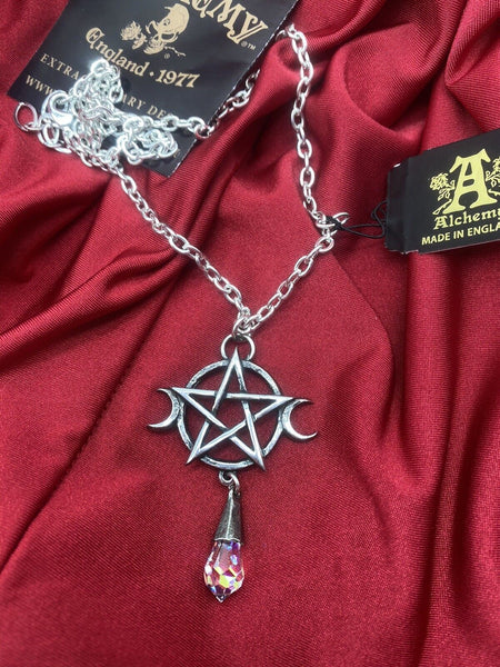 Alchemy P845 Goddess Necklace Gothic Pendant Moon Star Crystal wiccan IN HAND