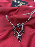 Alchemy Gothic ULFP20 Devil Heart Necklace Pendant Crystal Red Horns IN HAND