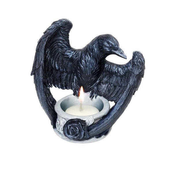 Alchemy Gothic V28 Raven Tea T-Light Light Candle Holder The Vault Black Vanity