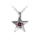 Alchemy Gothic P365  Crystal Pentagram Pendant Necklace Red Crystal Magical