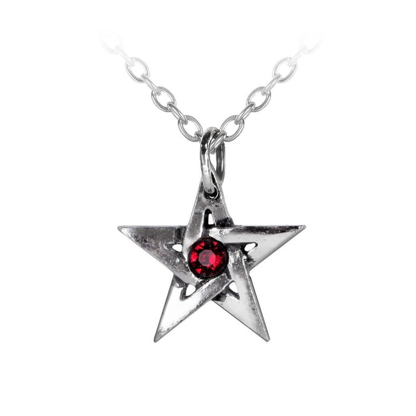 Alchemy Gothic P365  Crystal Pentagram Pendant Necklace Red Crystal Magical