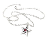 Alchemy Gothic P365  Crystal Pentagram Pendant Necklace Red Crystal Magical