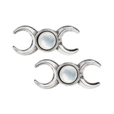 Alchemy Gothic E401 - Triple Goddess Studs Earrings Mother Of Pearl Moon Wicca