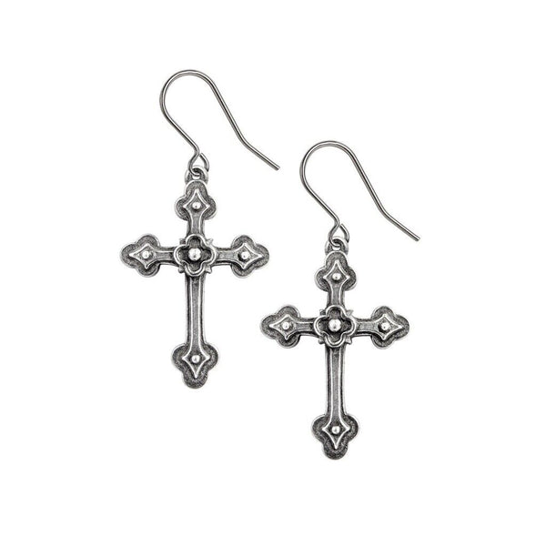 Alchemy Gothic E464 Gothic Devotion Crosses Earrings Amulet  Dropper