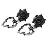 Alchemy Gothic E365 Wounded Love Earrings Black Rose Heart Thorn barbed romance