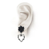 Alchemy Gothic E365 Wounded Love Earrings Black Rose Heart Thorn barbed romance