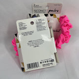 (2) Scunci Pairs 2 pcs Scrunchies Work Workout Hot Pink Multi Color Hair Tie