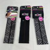 (3) Scunci Everyday & Active No Slip Grip Headwrap Band Gray Black White Stripe