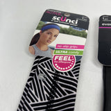 (3) Scunci Everyday & Active No Slip Grip Headwrap Band Gray Black White Stripe