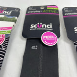 (3) Scunci Everyday & Active No Slip Grip Headwrap Band Gray Black White Stripe