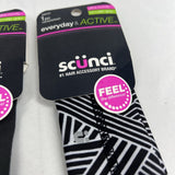 (3) Scunci Everyday & Active No Slip Grip Headwrap Band Gray Black White Stripe