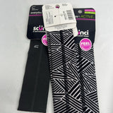 (3) Scunci Everyday & Active No Slip Grip Headwrap Band Gray Black White Stripe