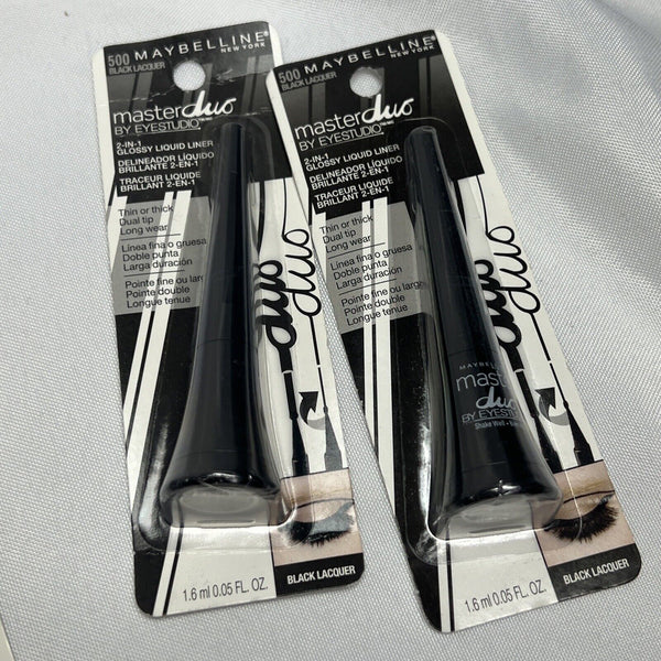 (2) Maybelline 500 Black Eyestudio Master Duo Liquid eye Liner  COMBINESHIP