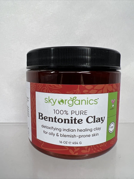 Sky Organics 100% Pure CLAY BENTONITE Indian Healing Clay Face Mask 1 lb (16 oz)