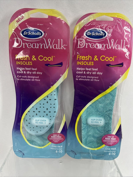 (2) Dr. Scholl's DreamWalk Fresh & Cool Insole 1 pair ea Women  6-10 COMBINESHIP
