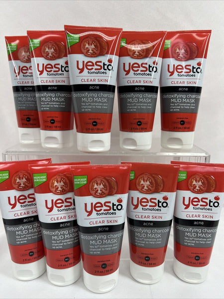 (10) Yes To Tomatoes Clear breakout Detoxifying Charcoal Mud Mask 2oz