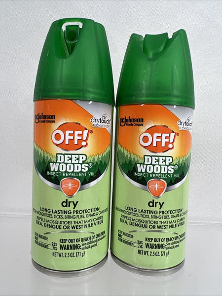 (2) OFF! Deep Woods Dry Spray Insect Repellent Aerosol Mosquito Tick Travel 2.5o