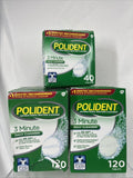 (3) Polident Daily 3 Minute Antibacterial Denture Cleanser 2x 120 & 40 Count new