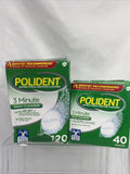 (3) Polident Daily 3 Minute Antibacterial Denture Cleanser 2x 120 & 40 Count new
