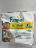Pampers Sensitive Baby Wipes - 168 Count, 3 Pop-Top Packs (Fragrance Free)