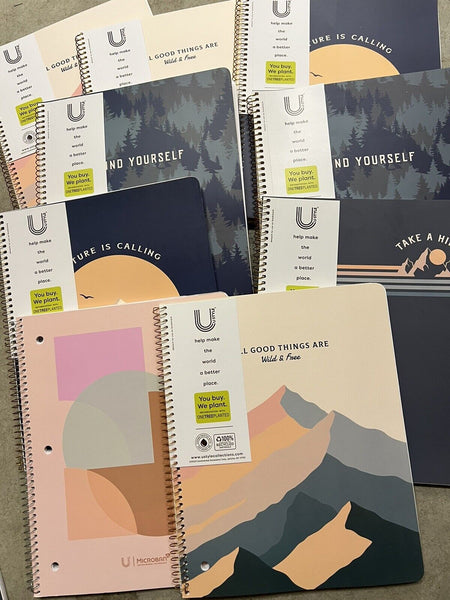 (10) U Style Microban 100% Recycled Spiral Note Book College Ruled 100 Sheet