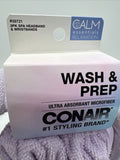 Conair Wash & Prep Head Wrap Spa Headband & Wristbands Absorbent Microfiber Calm