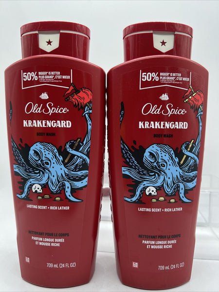 (2) Old Spice Krakengard Body Wash Lasting Scent + Rich Lather 24oz HUGE