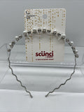 Scunci Head band Pearl & Crystal Silver Styling Hair Band Cocktail Upscale  ￼