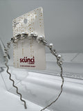 Scunci Head band Pearl & Crystal Silver Styling Hair Band Cocktail Upscale  ￼