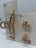 (2) Scunci Claw Clips Pearl & Crystal Gold Styling Hair Jaw Cocktail Upscale  ￼